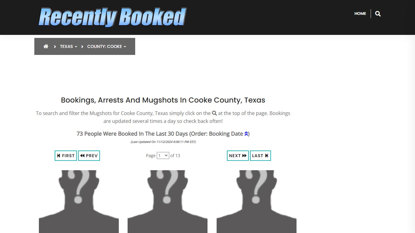 Bookings, Arrests and Mugshots in Cooke County, Texas - Recently Booked