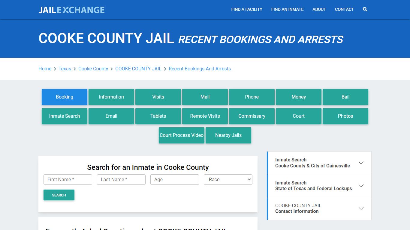 COOKE COUNTY JAIL Recent Bookings And Arrests - Jail Exchange